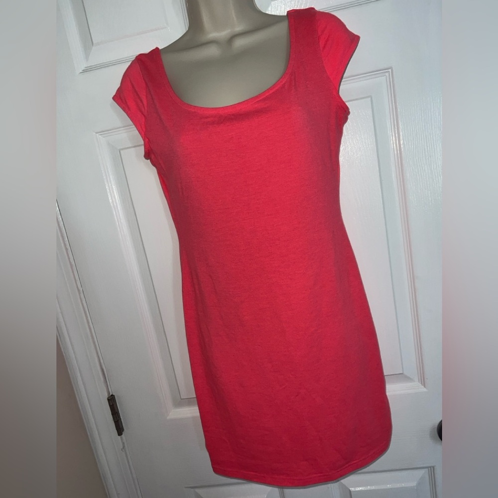 Coral pink T-shirt dress
